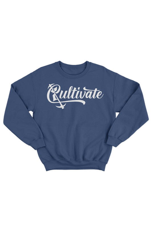 Navy Blue Cultivate Suede Logo Sweatshirt