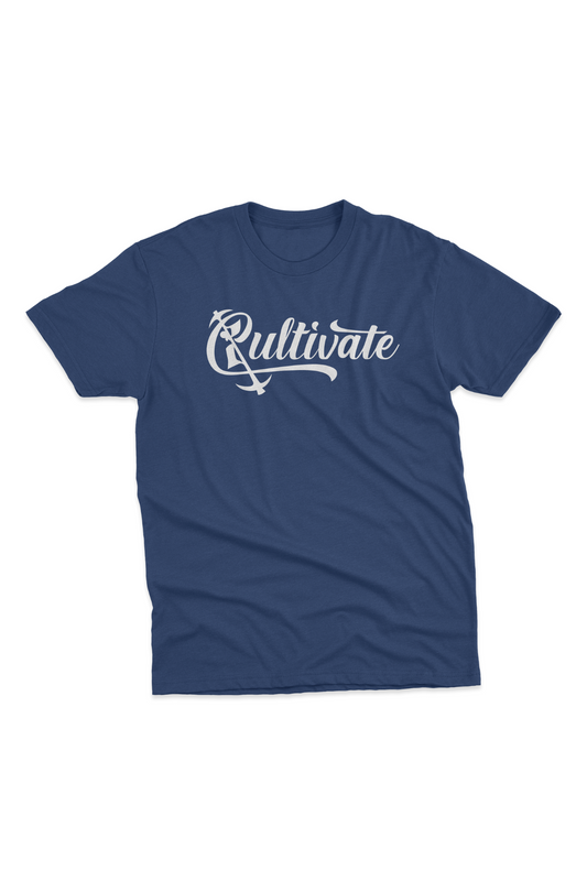 Navy Blue Cultivate Suede Logo T-shirt